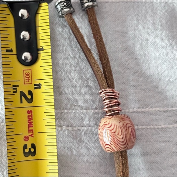 Pink Quartz Crystal Wire Wrapped Stone Pendant Necklace Handmade Leather Cord - Picture 6 of 12